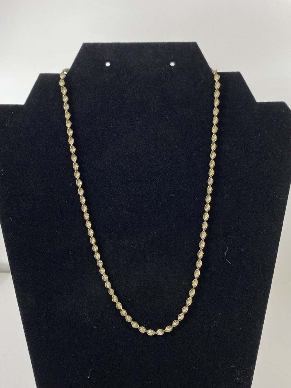 Sterling Silver 925 Twisted Herringbone Chain Necklace Two Tone Gold Spiral Rope